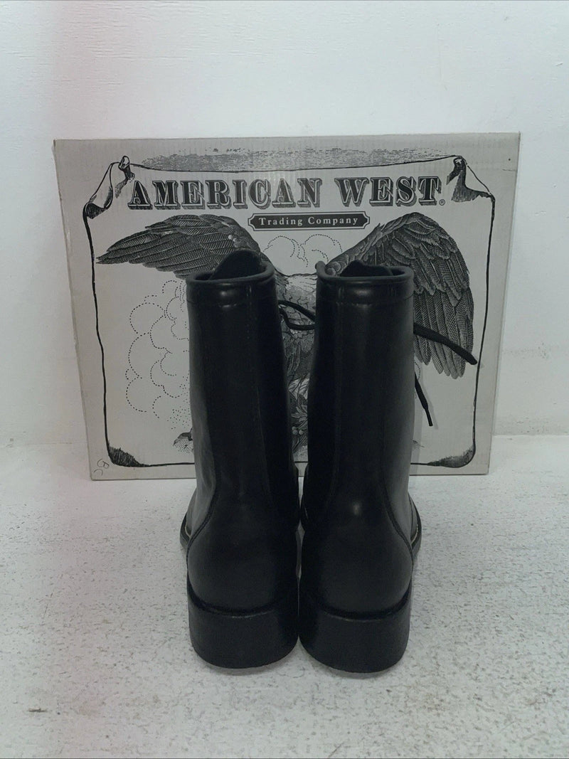 New Men’s Black Lace Up American West Cowboy Boots. 5991 8 D. 2-27