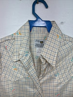 New Women’s Dickson Jenkins Yellow Printed Long Sleeve Pearl Snap Size 30 KK-12