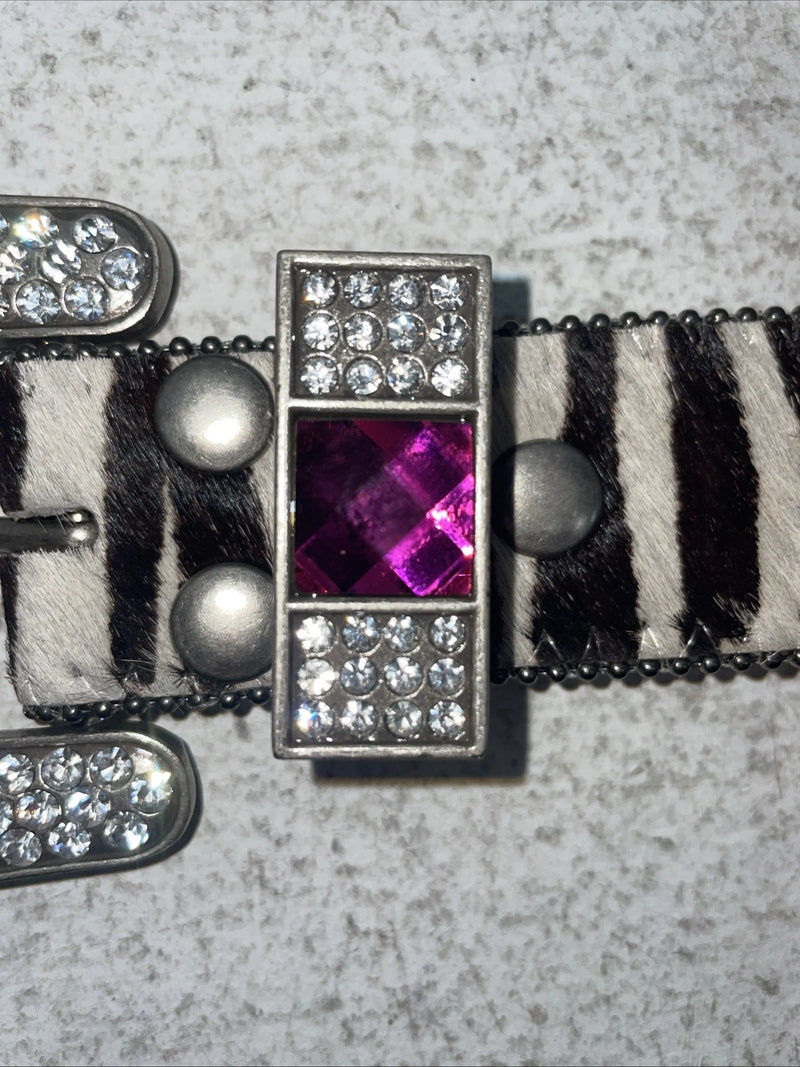 New Black And White Genuine Leather Nocona Rainbow Bling M Belt #N1330999 Z-27