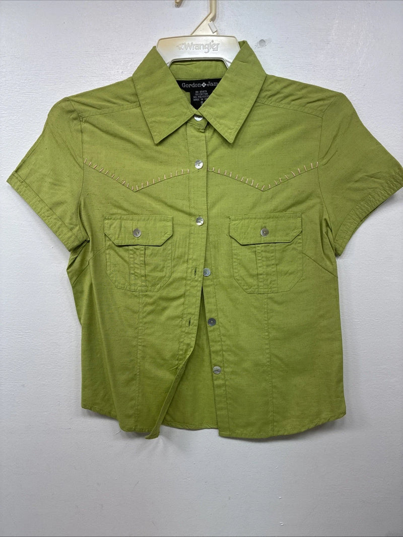 New Women’s Gordon James Green Short Sleeve Button Up Small LL-19