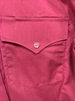 New Men’s White Horse Burgundy Simple Long Sleeve Pearl Snap Large K-67