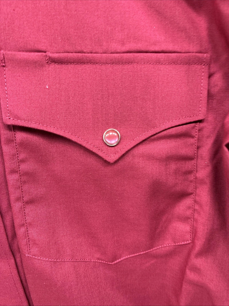 New Men’s White Horse Burgundy Simple Long Sleeve Pearl Snap Large K-67