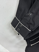 New Women’s White Horse Black Design Long Sleeve Pearl Snap Medium LL-87