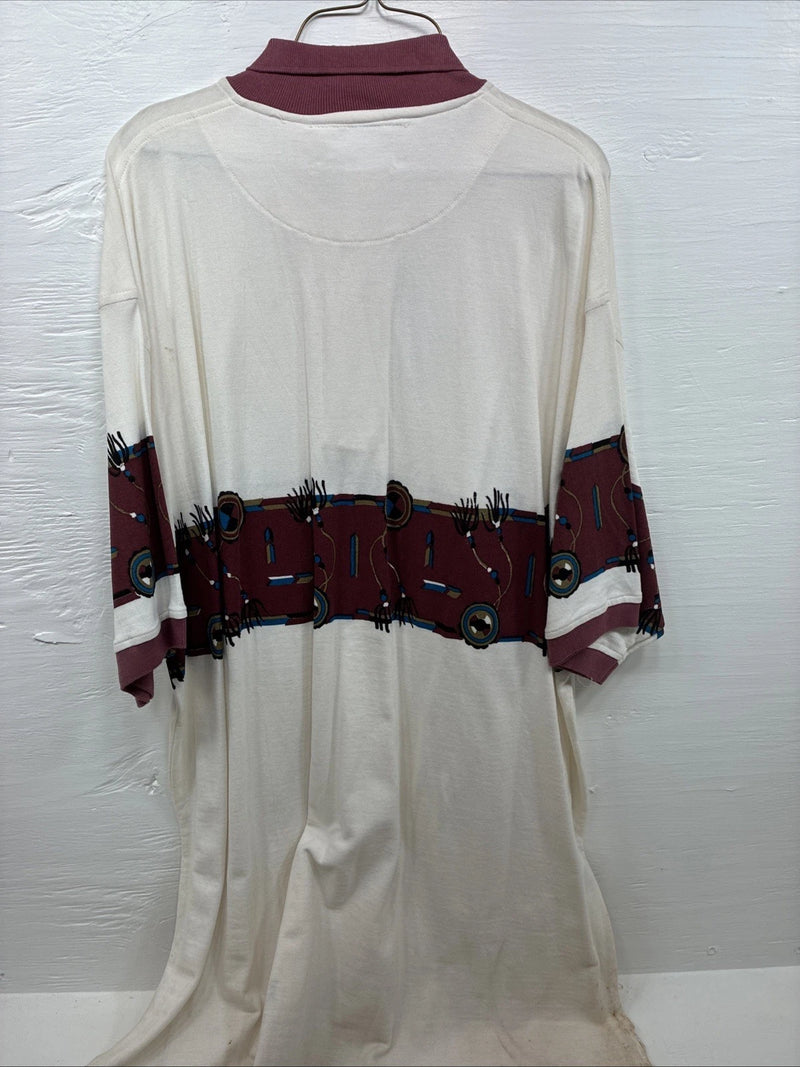 New Men’s Gun Smoke White Red Short Sleeve Polo Western Designed Top 2XL F-101