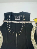 New Women’s Black With Bling Valencia Cut Off Zip Up Shirt S #69479 3B-63