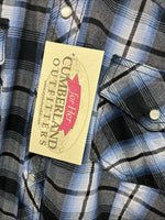 New Women’s Cumberland Blue Black Plaid Long Sleeve Pearl Snap 2XL GG-36