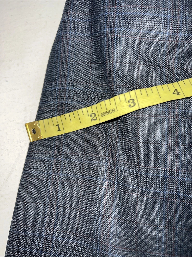 New Men’s Circle S Blue Plaid Suit Jacket 48R #25832 X-607
