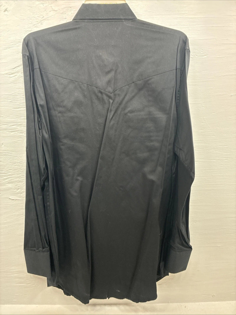 New Men’s Western Express Black Western Long Sleeve Pearl Snap XL T-42