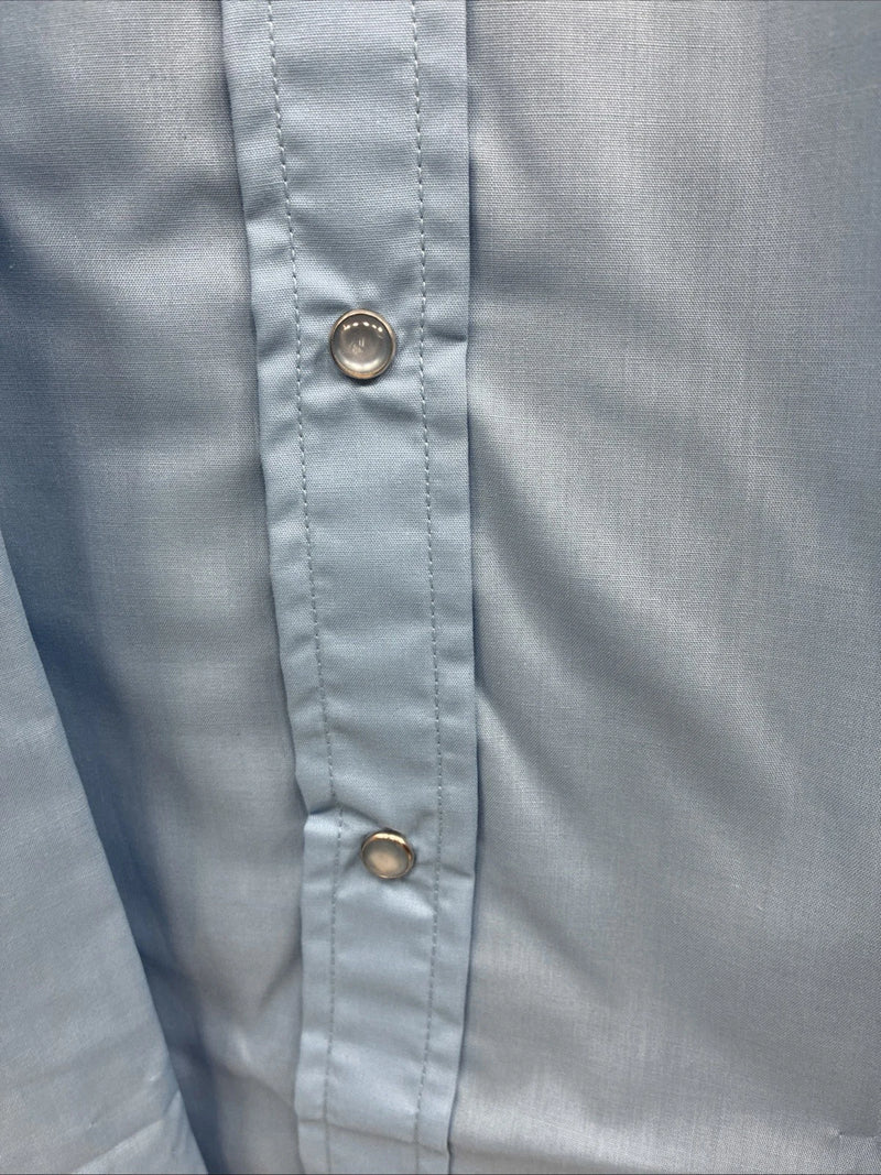 New Men’s ELY Cattleman Blue Short Sleeve Pearl Snap 18.5 X 35 2XL CC-12