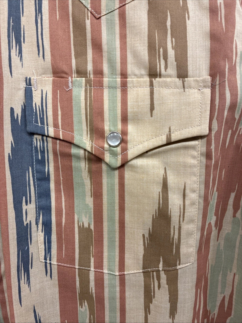 New Men’s ELY Cattleman Multicolor Camo Long Sleeve Pearl Snap 16 Large T-55