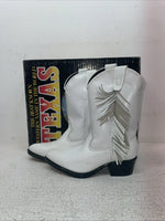 New Kids White With Fringe Texas Brand Cowboy Boots. C 2697 13.5 13 1/2 D. 23-90