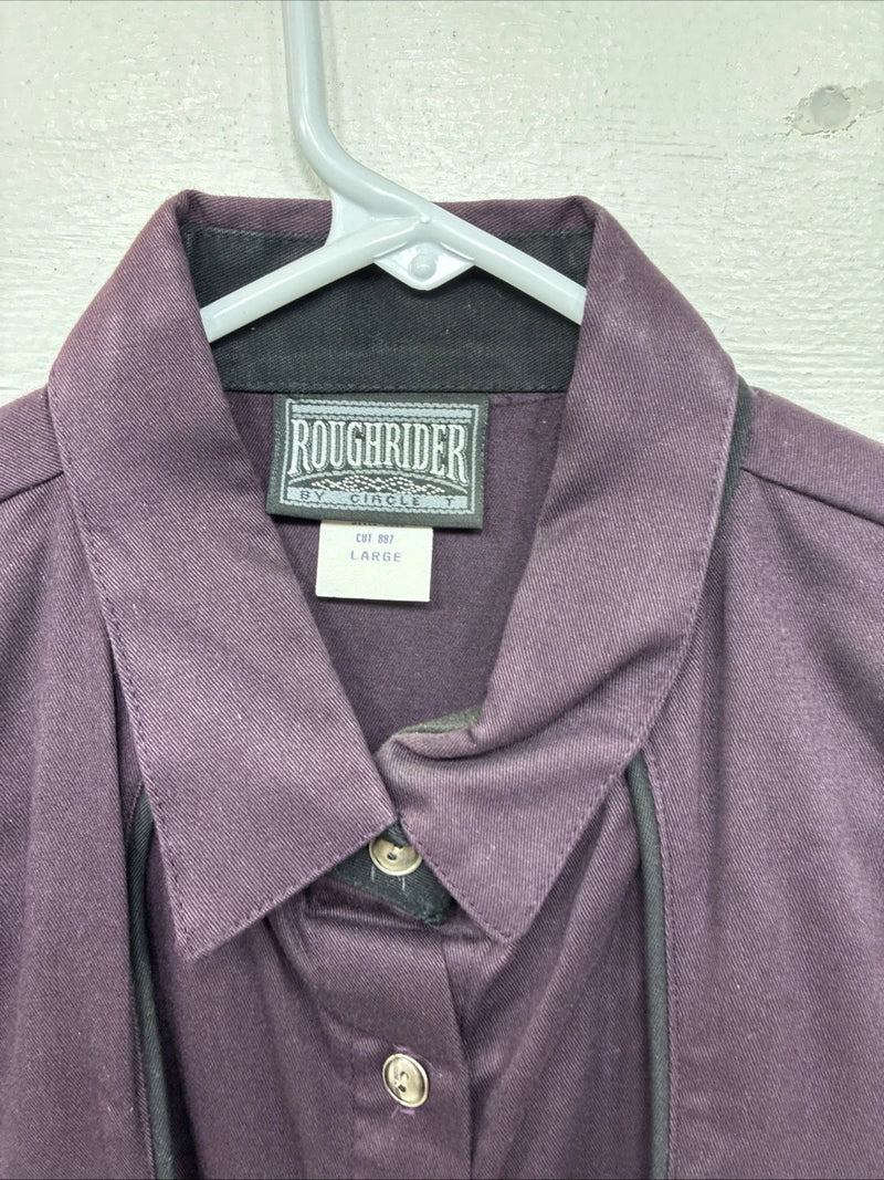 New Women’s Rough rider Purple Long Sleeve Button Up Size Large TT-74
