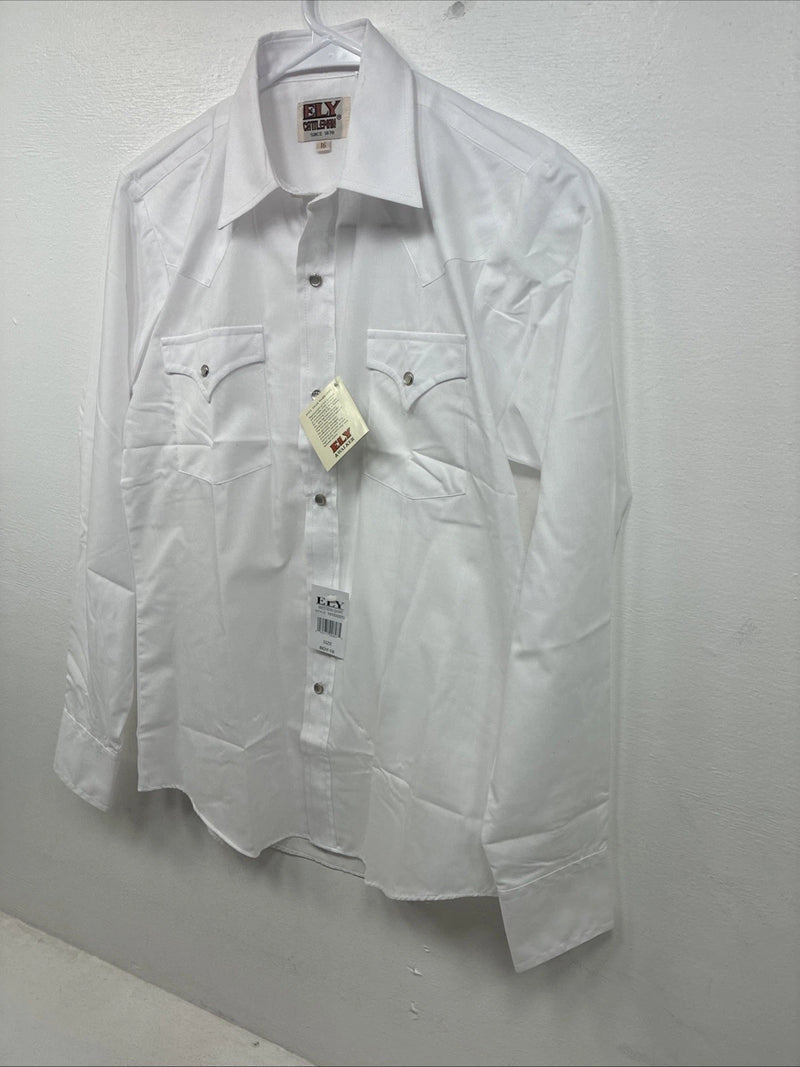 New Boys ELY Cattleman White Long Sleeve Pearl Snap Size 16 KK-46