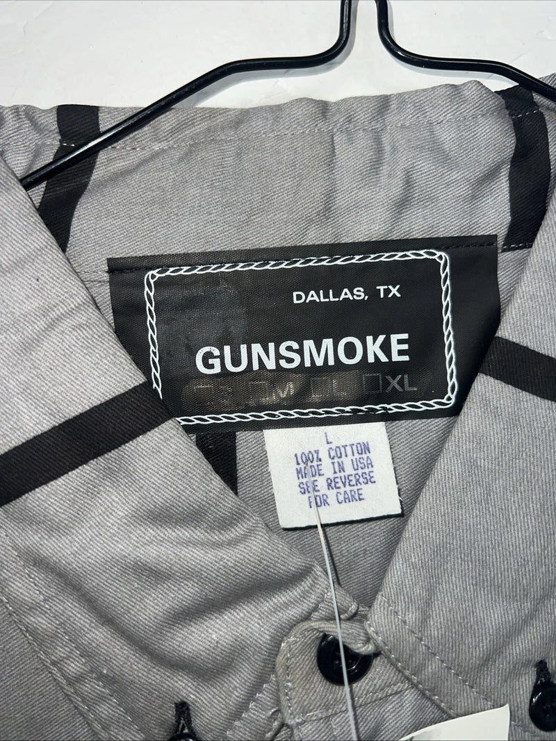 New Men’s Gray Brown Gunsmoke Button Up Long Sleeve Shirt Large P-39