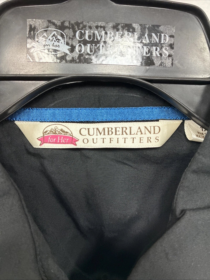 New Women’s Cumberland Black Blue Design Long Sleeve Pearl Snap 1XL LL-107