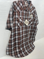 New Men’s ELY Cattleman Orange Short Sleeve Pearl Snap 3XL E-28  