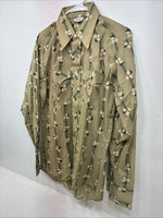 New Women’s ELY Plains Yellow Green Floral Long Sleeve Pearl Snap 16 GG-19