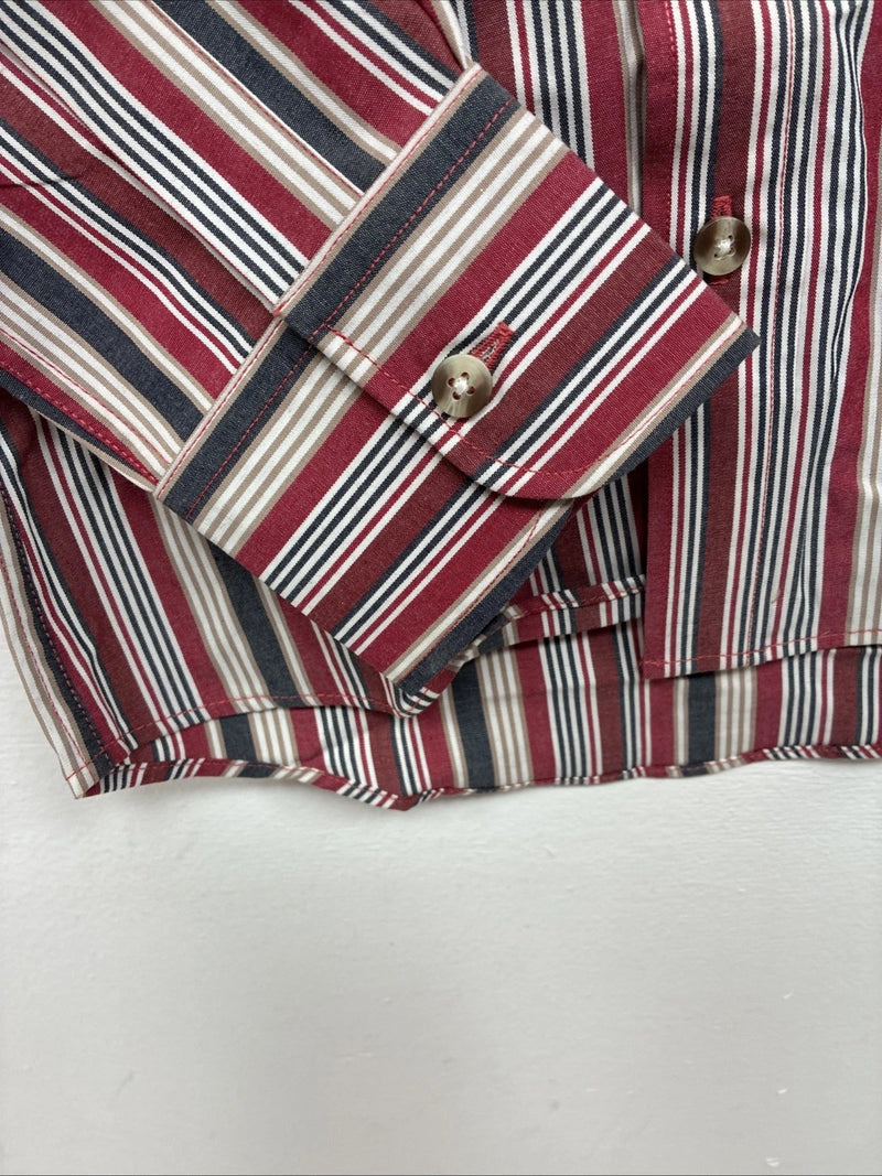 New Kids ELY Classic Red Stripe Long Sleeve Pearl Snap Small DD-138