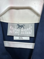 New Men’s Cowboy Threads White Blue Long Sleeve Button Up 2XL F-103