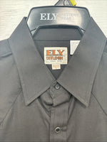 New Men’s  ELY Cattleman Black Long Sleeve Pearl Snap 16.5 X 34 Large V1-100
