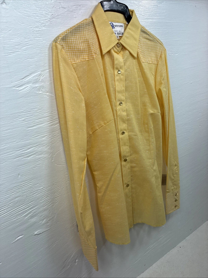 New Kids Dan River Yellow Long Sleeve Pearl Snap Size 12 CC-100