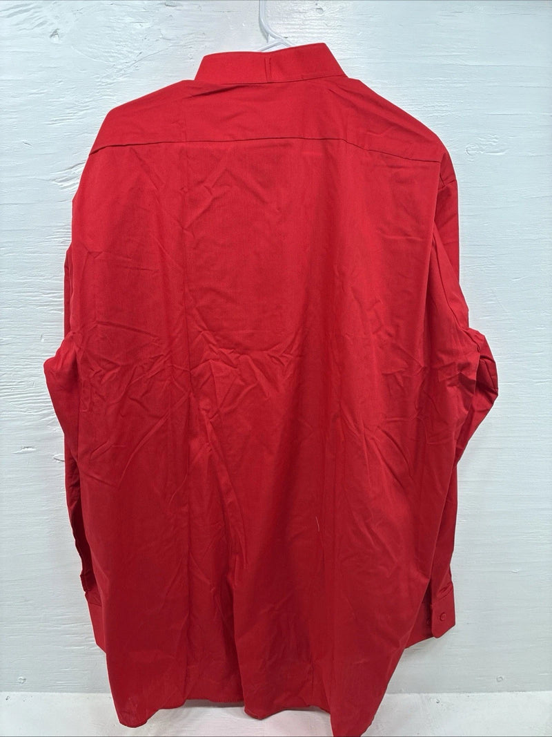 New Classix Red Long Sleeve Button Up English Shirt 18-18.5 2XL X-82