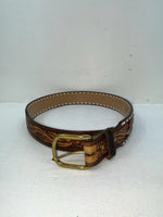 New Brown Genuine Leather Longhorn Tooled 32” Belt #82828 Z-92