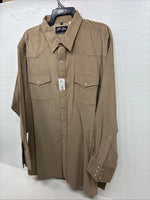 New Men’s White Horse Brown Long Sleeve Pearl Snap 2XL H-53