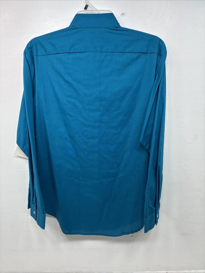 New Western Collection Blue Long Sleeve Button Up English Shirt Size 16 II-34