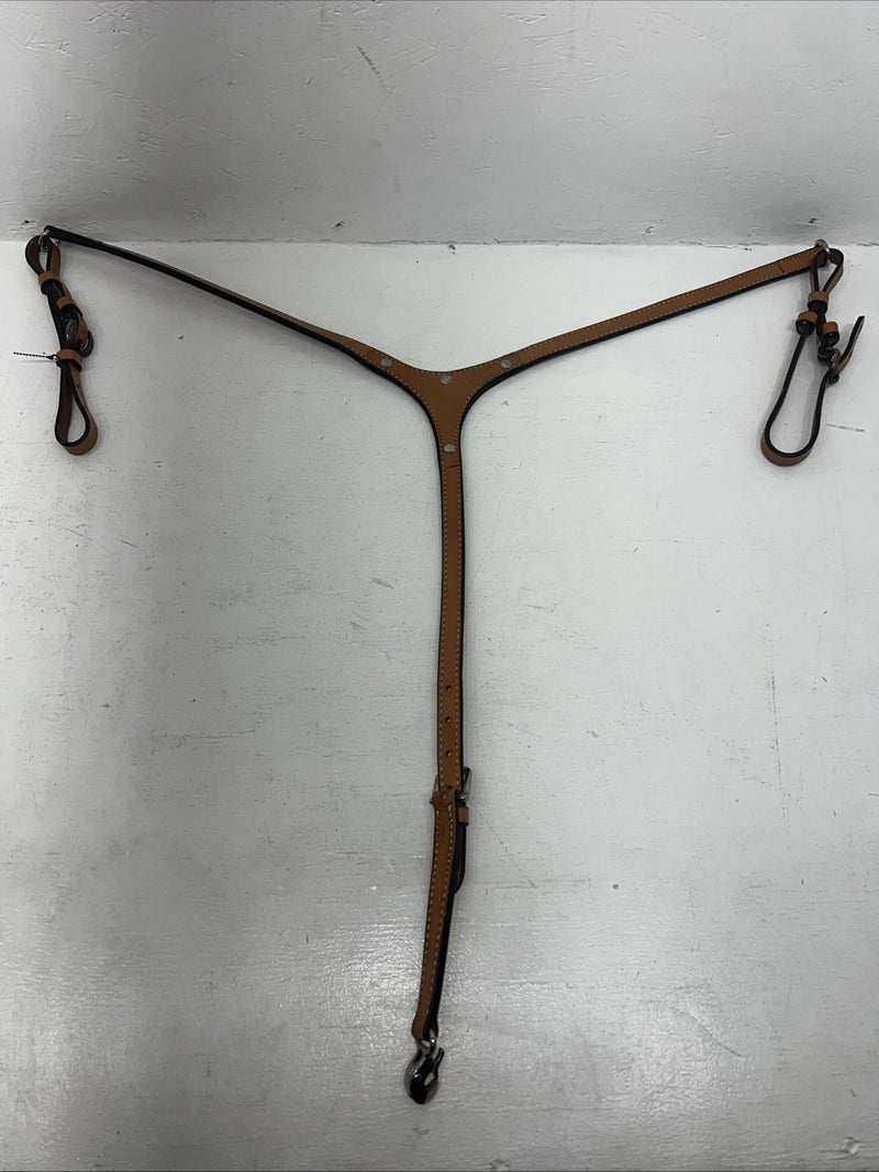 New Leather Circle Y Breast Collar With Bronze Metal Plate. 4264-1009 S-45