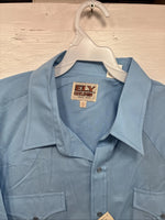 New Men’s ELY Cattleman Blue Long Sleeve Pearl Snap 18 X 35 2XL CC-5