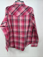 New Girls Cumberland Pink Plaid Long Sleeve Pearl Snap Medium DD-92