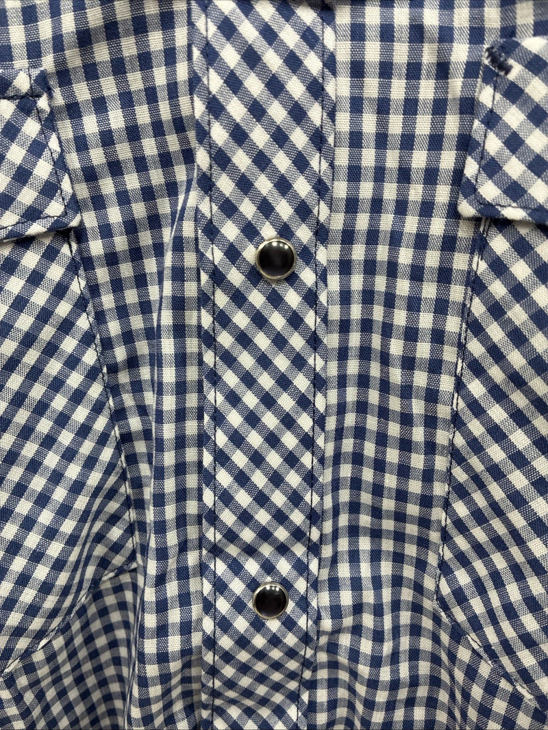 New Men’s Dickson Jenkins Blue Checkered Long Sleeve Pearl Snap 15.5 Medium K-65