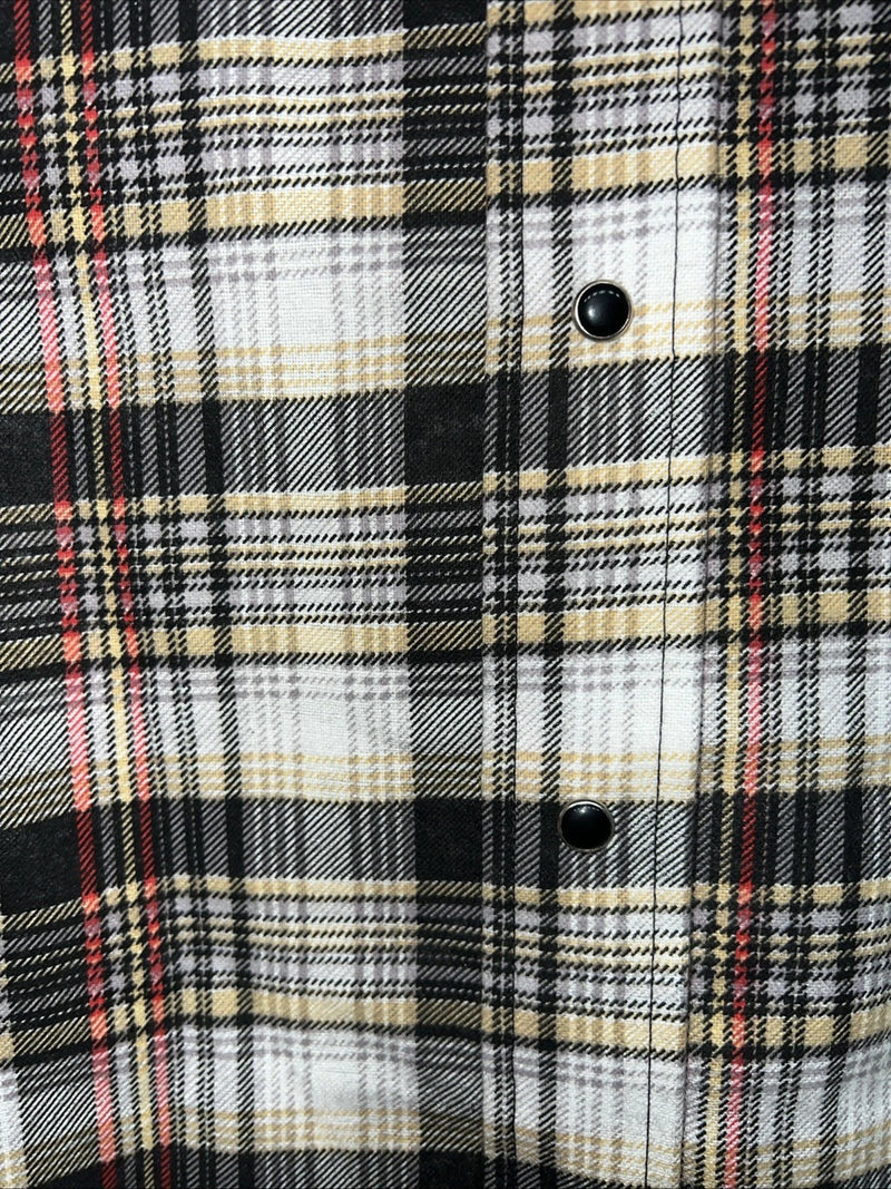 New Men’s Panhandle Slim Tan Plaid Pearl Snap Long Sleeve Shirt 10x32 Small I-27