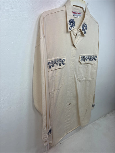 New Women’s Rochelle Forest Tan Designed Long Sleeve Button Up Medium YY-85