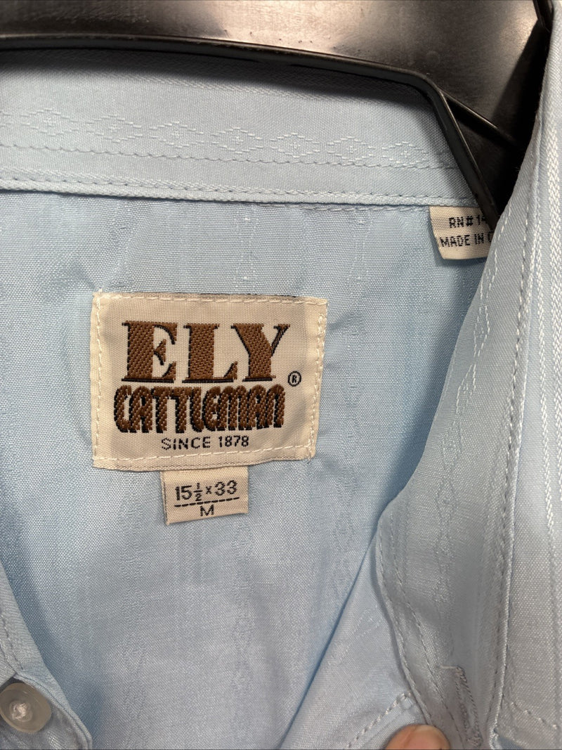 New Men’s ELY Cattleman Blue Stripe Long Sleeve Pearl Snap Medium J-81