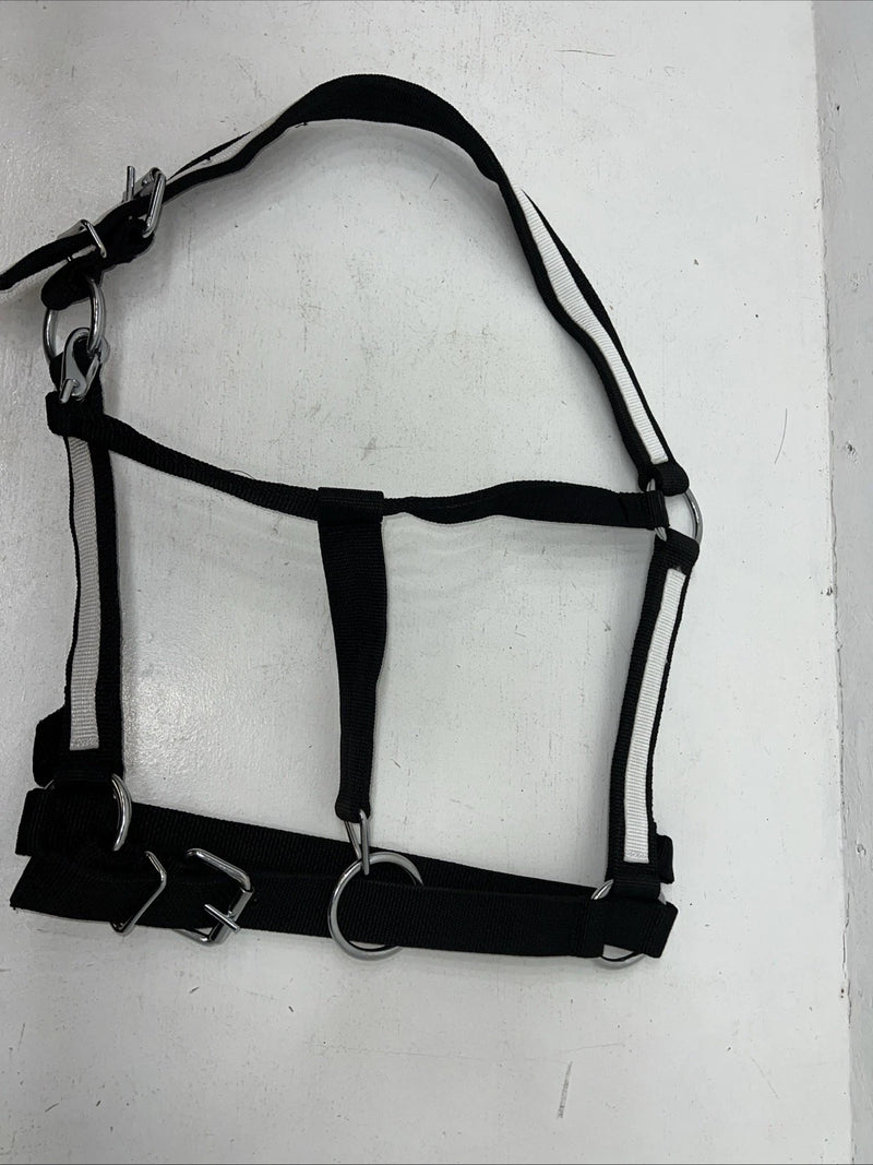 New Tough 1 Black White Draft Deluxe Nylon Halter #50-9575 W-37