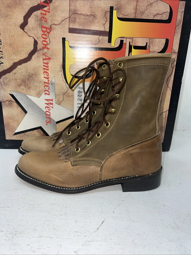 New Women’s Brown Lace Up Texas Brand Cowboy Boots. 4474 6 M. 19-82