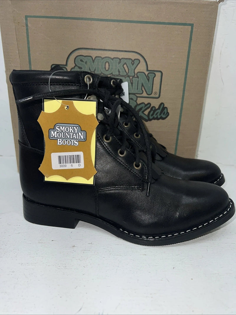 New Women’s Black Lace Up Cowboy Smoky Mountain Boots. 3009Y 6. 20-121
