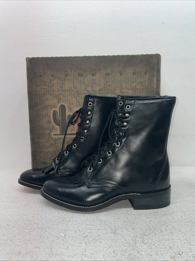 New Men’s Black Lace Up Laredo Cowboy Boots. 1220 7.5 7 1/2 E E. 1-63