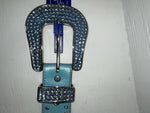 New Blue Genuine Leather 3D Blue Bling 38” Belt #667 JJ-90