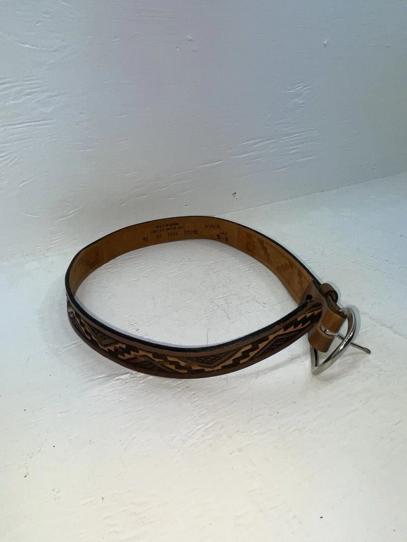 New Brown Genuine Leather Chambers Tooled 24” Belt #5551 NN-88