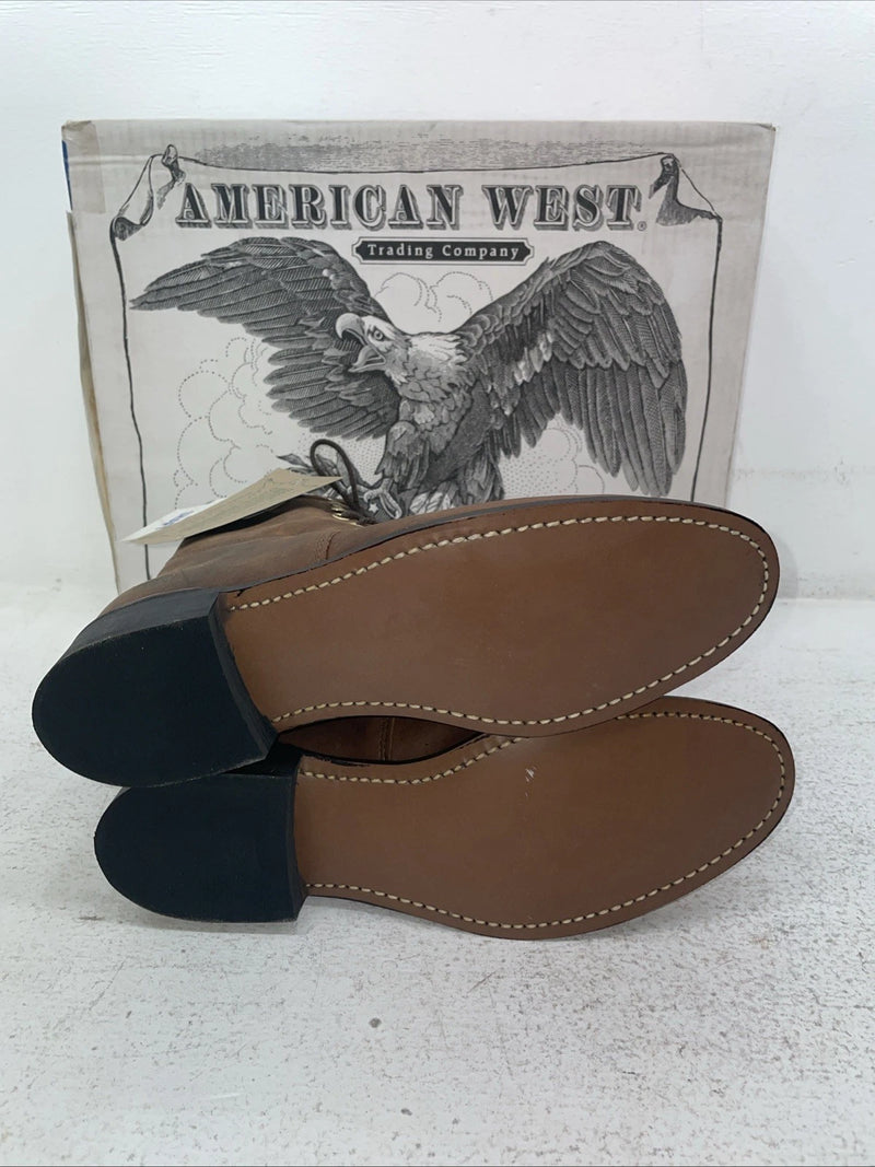 New Men’s Brown Lace Up American West Cowboy Boots. 6992 7.5 7 1/2 E W. 1-92