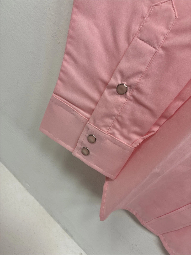 New Women’s White Horse Pink Gem Long Sleeve Pearl Snap XL GG-70