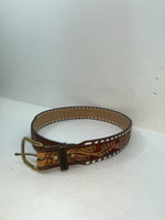 New Brown Genuine Leather Longhorn Tooled 32” Belt #82828 Z-93