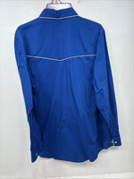 New Women’s Western Express Blue Design Long Sleeve Pearl Snap Large II-69