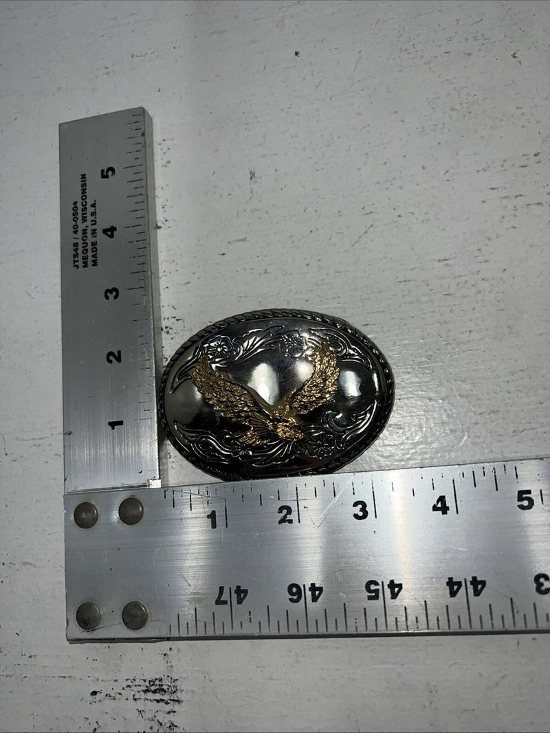 New Women’s Gold Silver With Bird And Flowers Belt Buckle F-16