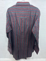 New Men’s ELY Cattleman Red Multicolor Stripe Long Sleeve Pearl Snap XL T-45