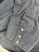 New Men’s Champion Western Jean Design Blue Long Sleeve Pearl Snap Medium M-29