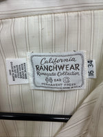 New Men’s California RanchWear  Yellow Strip Long Sleeve Pearl Snap Large M-58